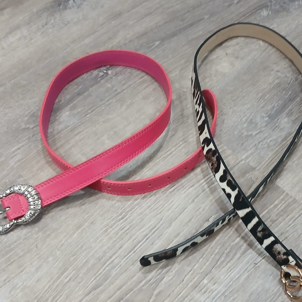 Pink and Leopard Print Women's Belt Set